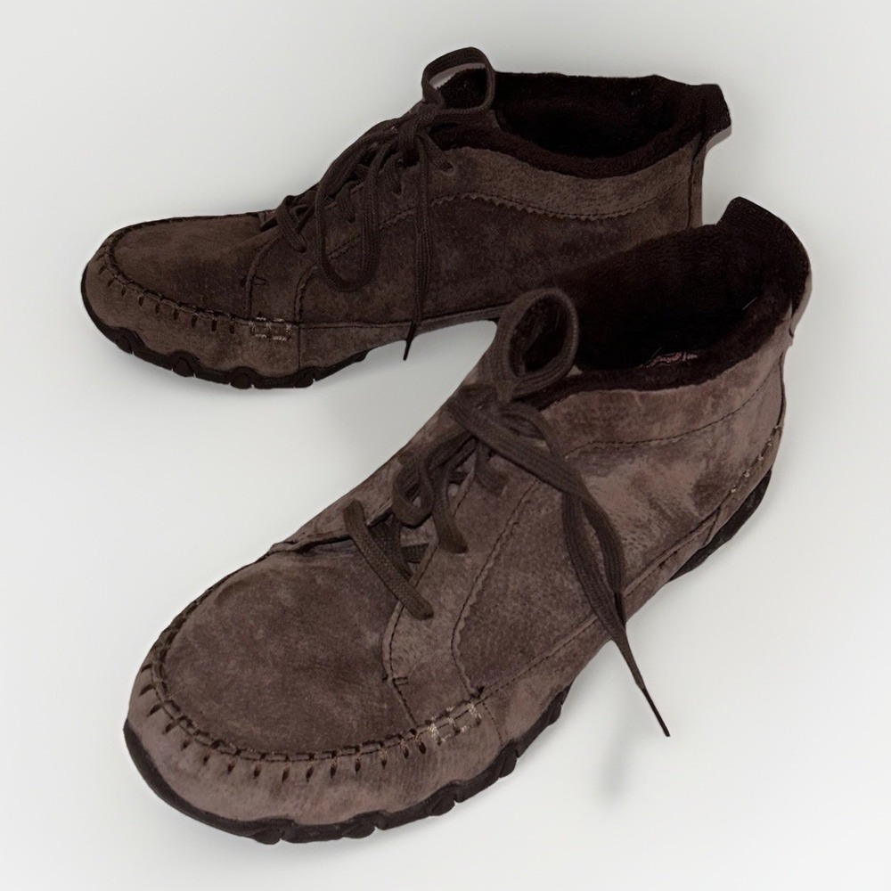Skechers‎ Lineage Chukka Chocolate Suede Fur Lined Ankle Boots Women's Size 7.5